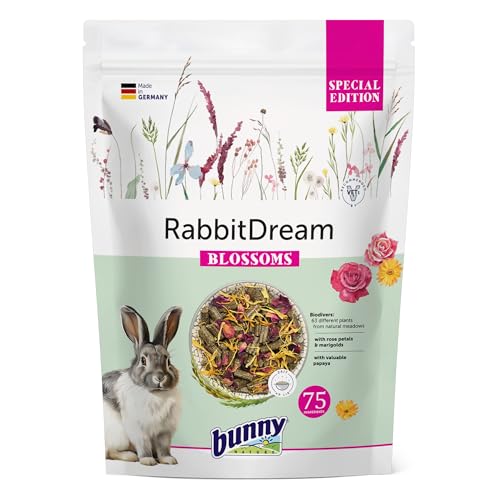 Bunny KaninchenTraum Special Edition Blossoms | 1,5 kg | Alleinfuttermittel für Zwergkaninchen ab 6 Monaten | Mit 63 ausgewählten Pflanzen und Kräutern | Mit Rosenblütenblättern