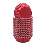 Huaswan Red Foil Cupcake Liners Mini Paper Baking Cups for Party, Wedding and More, 240-Count