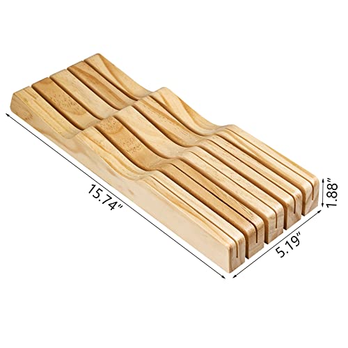 Redcall Kitchen Knife Holder For Drawer Solid Wood Universal Knife Block Without Knives,Bamboo Home & Chef Knife In-Drawer Organizer Insert,Premium Under Cabinet Knife Storage (9 Knife Holder) #TOP6