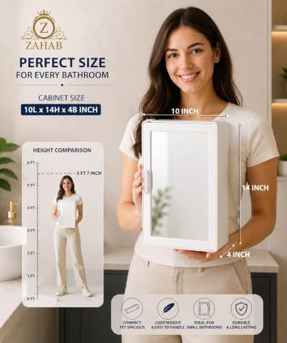zahab Bathroom Cabinet with Mirror White - Image 8