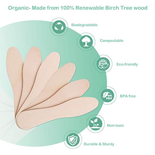 Hlsn Wooden Disposable Spoons, 3" Ice Cream Spoons 500Pcs Tasting Spoons Natural Birch Degradable Food Grade Certification #TOP1