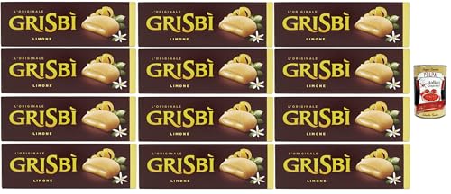 Grisbì Limone – Galletas rellenas con crema de limón, pastelería italiana, 12 x 135 g, crujientes en el exterior, cremosas por dentro – por Matilde Vicenzi + Polpa italiana gourmet 400 g