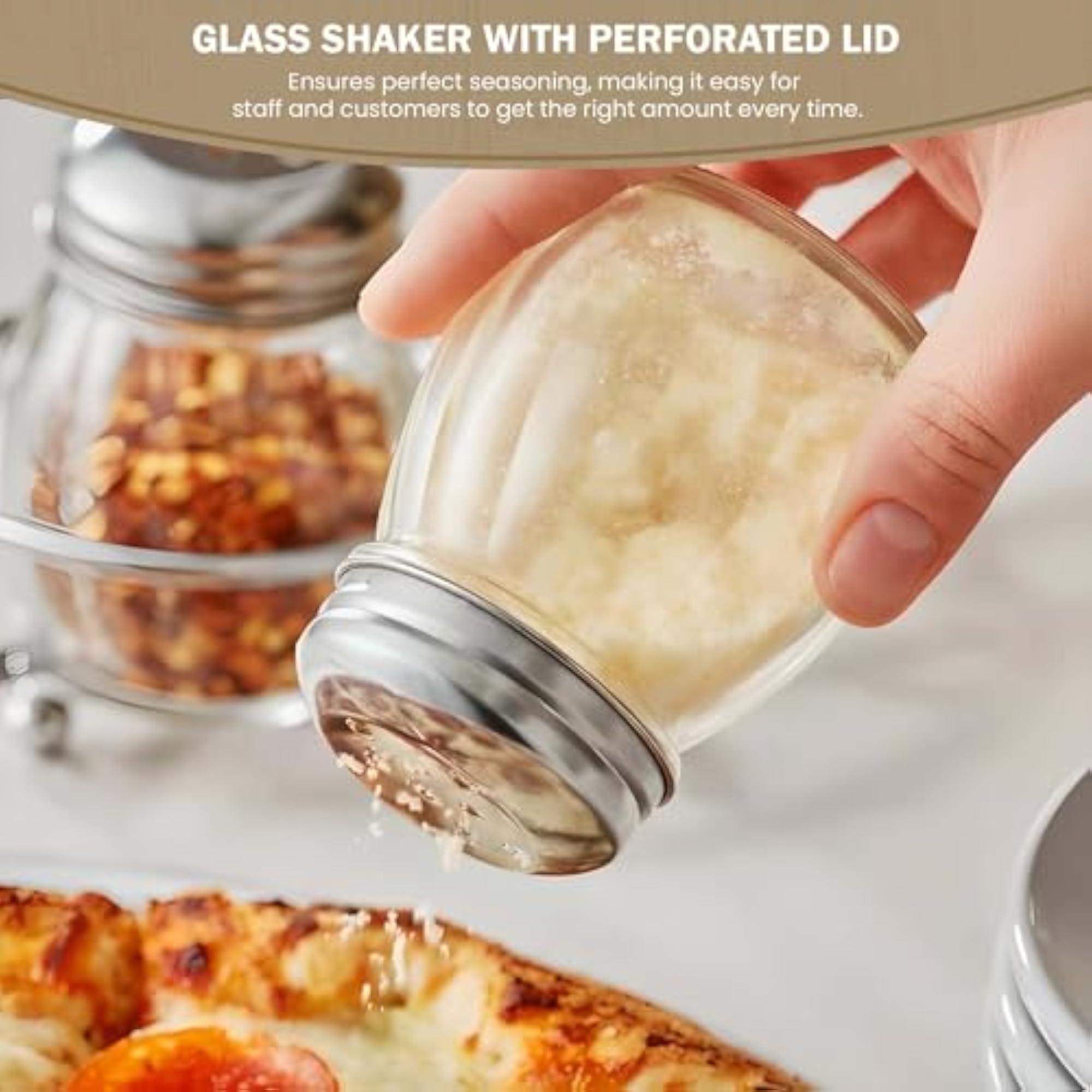 Glass Shaker with Chrome Plated Lid