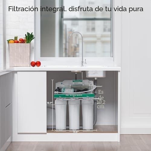 Sistema de ósmosis inversa, sistema de filtración de agua 600 GPD RO debajo del fregadero, sistema de ósmosis inversa de 5 niveles 600 GPD con bomba, sistema de filtro de agua RO Dring ultra seguro