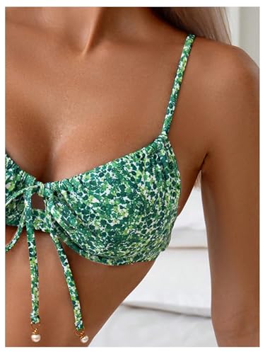 SOLY HUX Women's 2 Piece Bikini Sets Boho Floral Print Underwire Swimsuit Tie Front Cut Out Bathing Suit4