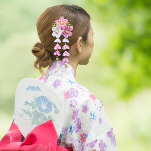 Set de 4 Pinzas de Flores Japonesas con Borlas Tradicionales miniatura 3