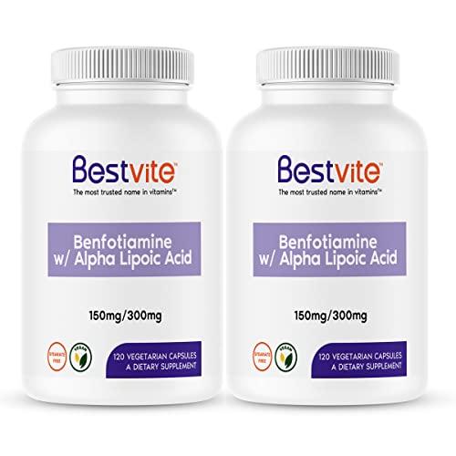 Bestvite Benfotiamine 150Mg / Alpha Lipoic Acid 300Mg (240 Vegetarian Capsules)(120X2) - No Stearates - Vegan - Gluten Free - Non Gmo #TOP24