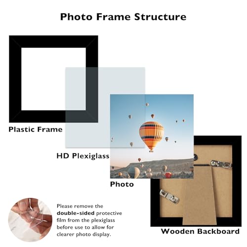 Image of JCJMY 4x4 Picture Frame Black for Wall Hanging or Tabletop, Wall Mounting Horizontally or Vertically, 4 x 4 Wall Gallery Poster Photo Frame with Shatter Resistant Plexiglass, Black