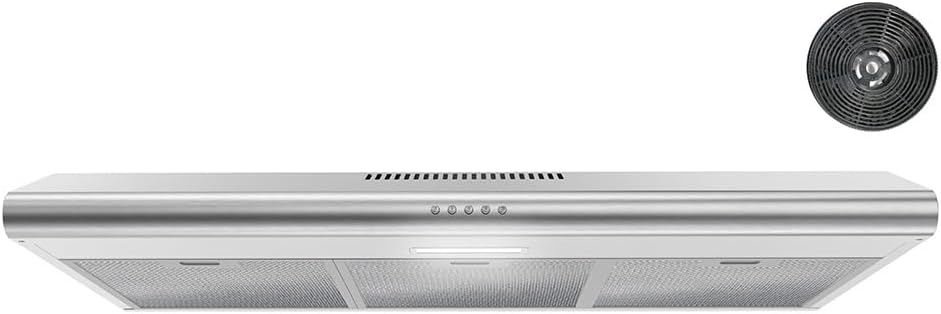 Streamline 30 in. Bergamo Ductless Undermount Range Hood in Brushed Stainless Steel with Mesh Filters, Push Button Control, LED Light