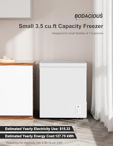 image for Bodacious 3.5 cuft Chest Freezer - Compact, Energy-Efficient & Quiet M