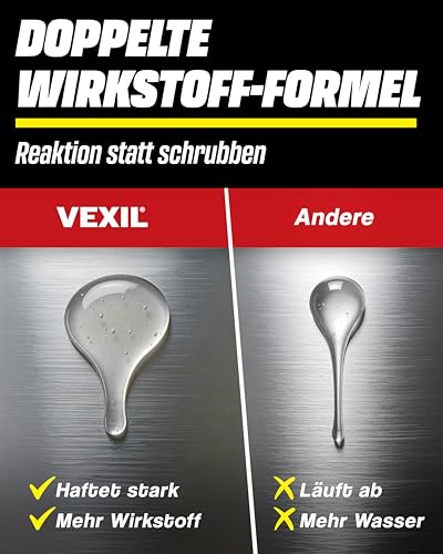 VEXIL Backofenreiniger EXTRA STARK – Doppelter Wirkstoff gegen Eingebranntes – hochkonzentriertes Haftgel – Grillreiniger & Fettlöser – für Backofen, Grill & Herdplatten – 750 ml – Made in Germany