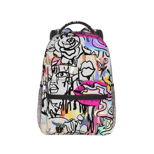 Graffiti Laptop Backpack for Travel Lightweight Bookbag Large Capacity Cute Bag Casual Daypack 6