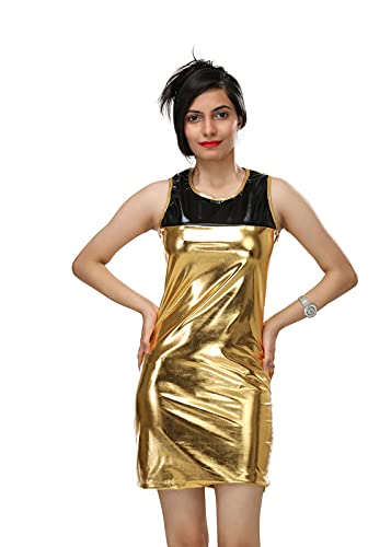 Women Bodycon Metallic Look Short Dress 