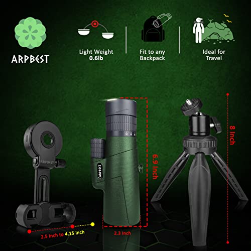 Arpbest 25X50 Monocular Telescope High Power With Smartphone Holder & Tripod - Fmc Lens & Bak4 Prism - High Definition Monocular For Adults With Zoom Focus For Wildlife Bird Watching Hiking Camping #TOP4