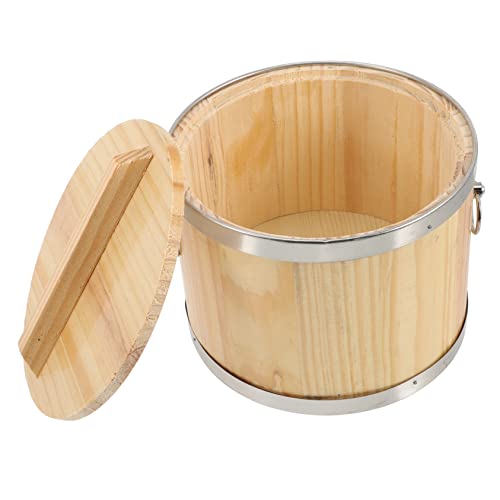 HOLIDYOYO Sushi Barrel Kitchen Steamer Sushi Rice Mixing Tub Containers with Lids Hangiri Container with Lid Sushi Rice Tub Sushi Mixing Bowl Dumpling Steamer Basket Sashimi Rice Bowl Wooden