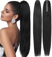 Rich Choices Claw Clip Ponytail Extension Human Hair Real Hair Ponytail Extension Balayage Jet Bl...