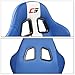 IKON MOTORSPORTS, Universal Racing Seats with Dual Sliders, Reclinable Blue PU Leather White Stripe Sport Bucket Seats, 1 Pair Driver + Passenger Side, (Flat Style)