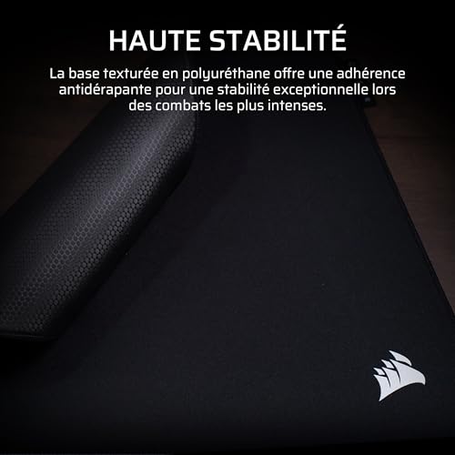 Corsair MM Pro Control Medium Tapis de Souris – Tissu Adapté à L’e-Sport pour Contrôle et Précision Professionnels, Base Antidérapante de 4 mm, Bords Inclinés et Cousus, 320 x 300mm – Noir