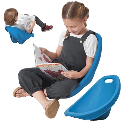 Scoop Rocker Chair for Kids, Plastic Scoop Chairs for Classroom, Portable Reading Chair with Back Support, Toddler Floor Chair Sensory Balance Scoop Wobble Seat,Blue,2pcs