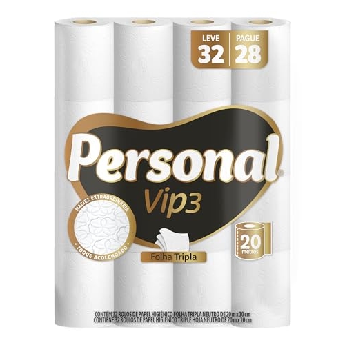 Personal Papel Higiênico Vip Folha Tripla, 32 Rolos De 20M