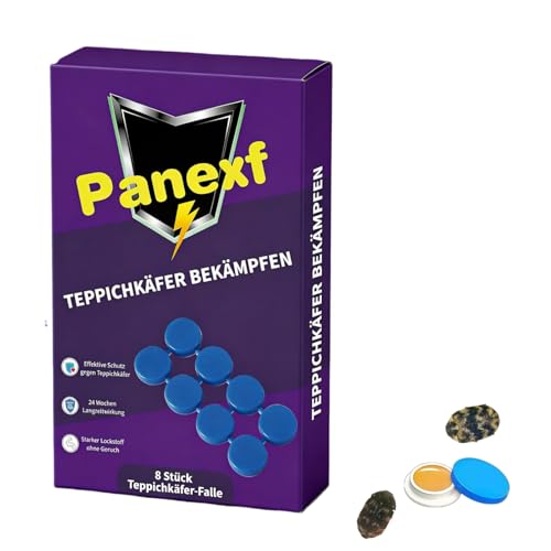 Panexf 8 Stück Teppichkäfer Falle Teppichkäfer Bekämpfen Papieraufkleber zum giftfreien Fangen von kriechendem Ungeziefer
