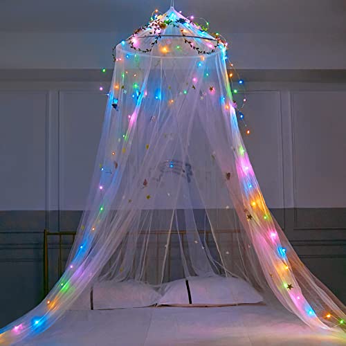 Image of FIOBEE Bed Canopy for Girls Room with LED Light Kids Toddler Bedroom Decor