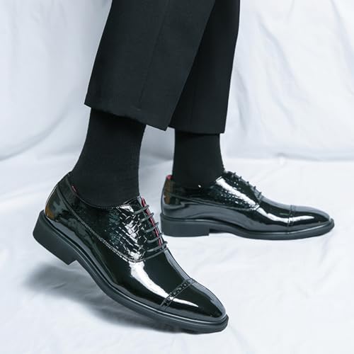 Men's Oxford Shoes: Stylish Patent Leather Dress Shoes, Lace - Up Design, Suitable for Formal Occasions3