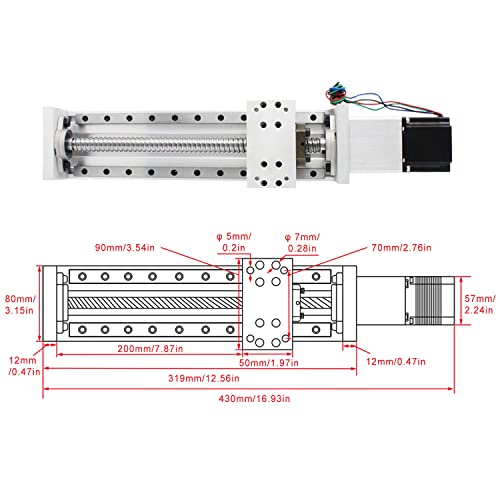 Rattmmotor Zbx80 200Mm Stroke Cnc Linear Stage Motion Actuator X Y Z Axis Linear Slide Rail Aluminum Alloy Cross Sliding Table Linear Rail Guide Sfu1605 Ballscrew+Nema23 57 Stepper Motor For Cnc #TOP1