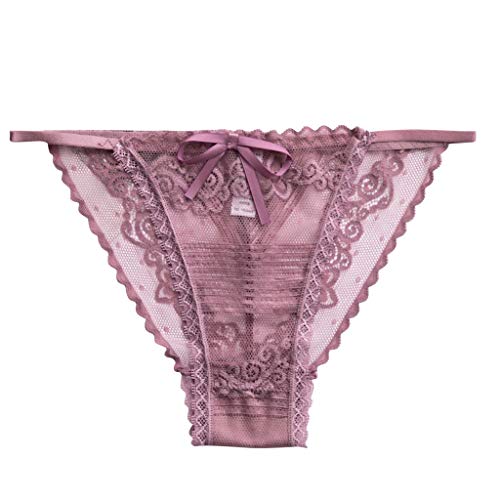Atezch Women s Underwear Sexy Lingerie Lace Brief Underpant Sleepwear Underwear Bow G-Thong (Hot Pink, L)