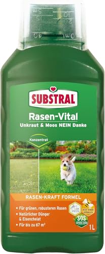 Substral Rasen-Vital, 1L für bis zu 67qm - SOS Sofort-Hilfe für schnelles Grün auf Rasenflächen, mit Rasen-Kraft-Formel
