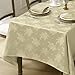 Romanstile Jacquard Rectangle Tablecloth, Waterproof Elegant Damask Rose Floral Pattern Table Cloth, Washable Decorative Polyester Table Cover for Kitchen/Dining/Parties - Beige, 60 x 104 Inch