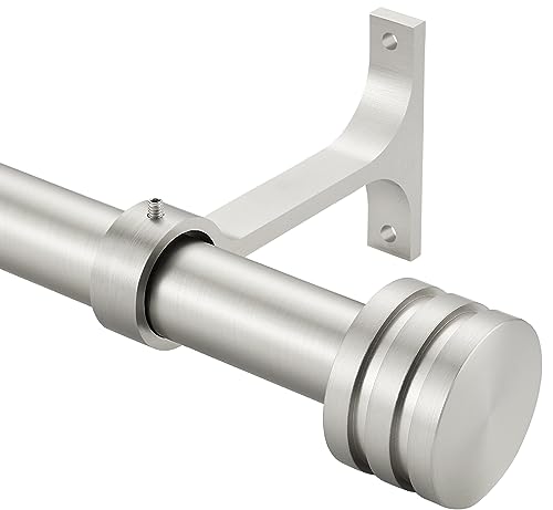 Fumlyate FA-040 Single Curtain Rods 72-144 Inches,1 Inch Heavy Duty Adjustable Window Drapery Rod, Modern Round Decorative Windows Curtains Rods, Brushed Nickel cover