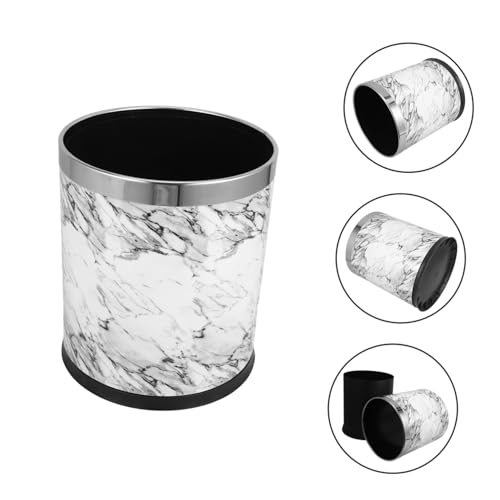Caneca de basura rectangular sin tapa color blanco mármol miniatura 6
