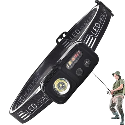 Gvblkq Linterna frontal recargable, linterna LED de , linterna frontal impermeable para camping, a prueba de golpes, linterna de brillo ajustable, 6 modos de iluminación para senderismo