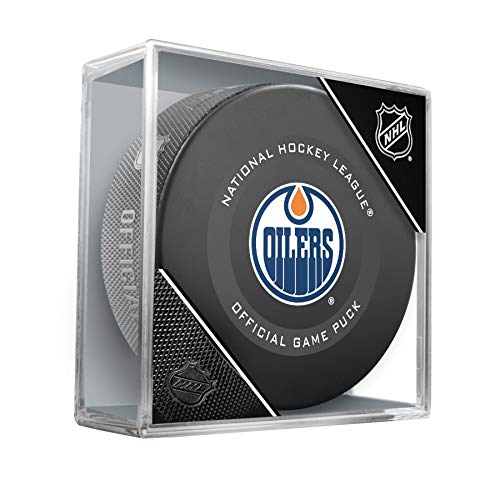 Inglasco Oilers Offizieller Spielhockey-Puck in Cube Cover