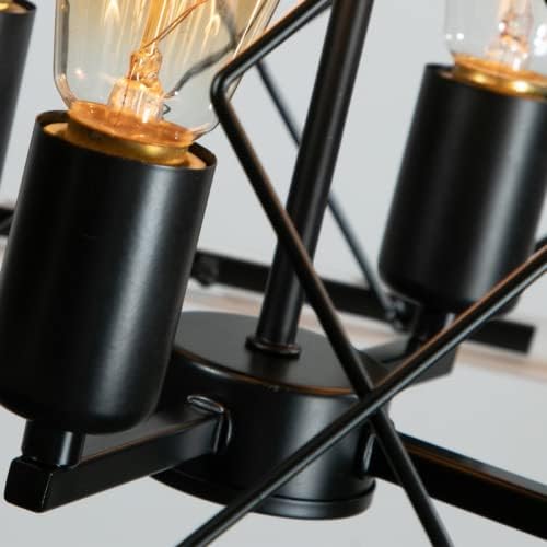 Farmhouse Chandeliers for Dining Room,Rustic Kitchen Island Light Fixture，4-Light Industrial Kitchen Island Pendant Light Fixture， Metal Solid Ceiling Lights