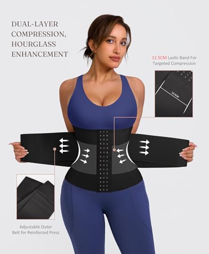 FeelinGirl Waist Trainer for Women Waist Trimmer Ab Belt Tummy Control with Triple Segmented Belt Hourglass Body Shaper3