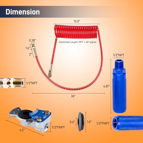 Air Brake Coiled Longtail Assembly, Dazakoot 15FT Air Brake view 6