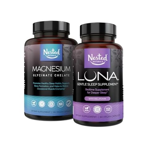 Nested Naturals Luna Sleep Aid & Magnesium Glycinate Chelate for Sleep, Relaxation, & Recovery (180 Capsules) Cover