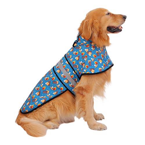 image for HDE Dog Raincoat Jacket Reflective Adjustable Hooded Pet Poncho Rain C