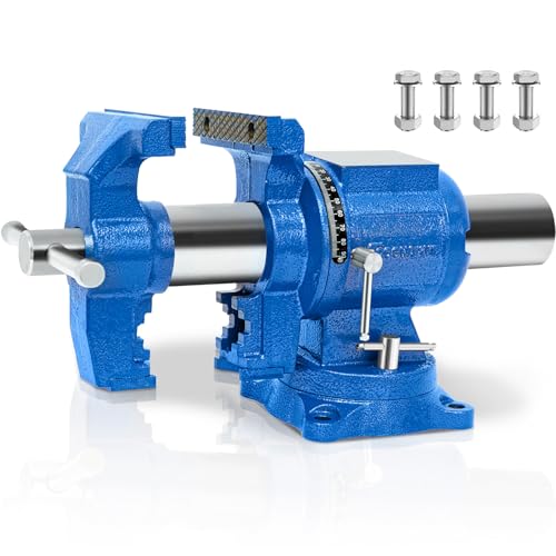 Image of 5-Inch Heavy Duty Bench Vise Ductile Iron Bench Vise 360 Multi-Purpose Bench Vice with Anvil, Clamp force 4000KG, Blue