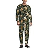 Photo Gallery tzttzt set pigiama da uomo con stampa di bradipo, morbido pigiama a maniche lunghe da uomo con tasche, multicolore, xl
