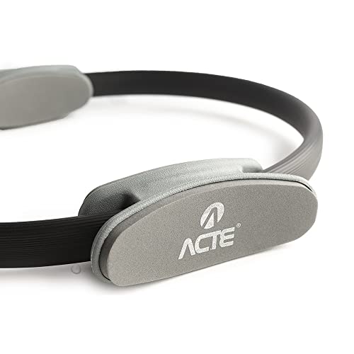 Acte, Anel de Pilates Flexível Pegada Macia T12 - Preto e Cinza