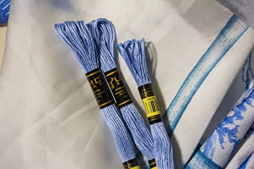 Image of 12 Pieces 129 /3325 Premium Embroidery Thread Egyptian Cotton Skeins Cross Stitch Floss Oeko TEX Stranded Baby Blue 129