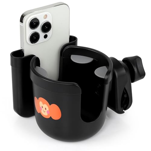 Image of Accmor 2-in-1 Wheelchair Cup Holder, Walker Cup Holder with Phone Holder, Universal Drinks Holder for Stroller, Rollator, Scooter, Walker, Wheelchair Accessory