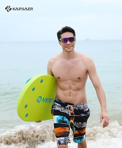 Karsaer Vision 80s 90s Retro Semi Rimless Sunglasses Neon Visor Shades Rainbow Sunlasses for Men Women4