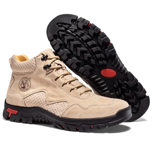 FLYLAND Men's Chukka Boots Casual Leather Shoes Ankle Shoes Non Slip Breathable Comfortable Mid Top for Driving Walking Outdoor4