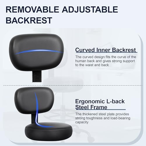 Image of Brick Attic Drafting Chair with Backrest - Adjustable Foot Rest Rolling Stool with Wheels, PU Leather Swivel Stool for Office Spa Studio Lab Counter Salon Home Work Bar Kitchen Shop(Black), Pack of 10