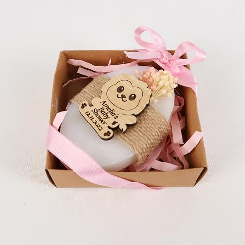 HTF Pack of 10 Baby Shower Decorations, Baby Shower Gifts, Personalized Handmade Scented Vegan Mini Soap, Baby Shower for Girls (Baby Shower, Pink Decor)