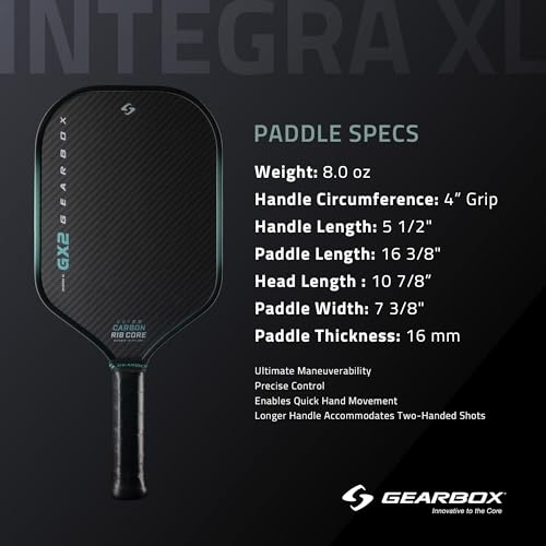 Image of Gearbox GX2 Pickleball Paddle - Carbon Fiber Face, SST 2.0 Power Core, High Spin & Control for an Exceptional All Around Paddle